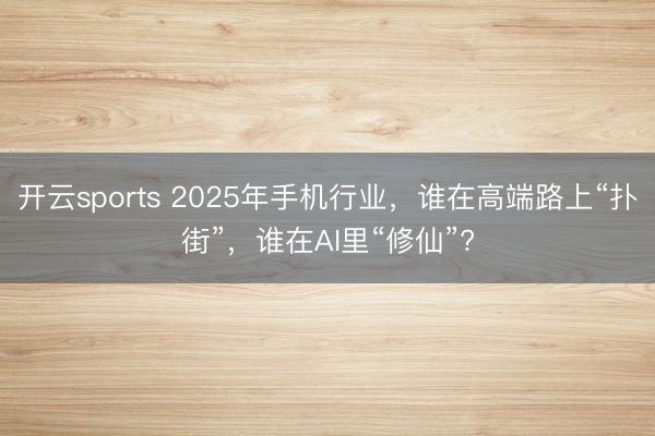 开云sports 2025年手机行业,谁在高端路上“扑街”,谁在AI里“修仙”?