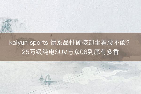 kaiyun sports 德系品性硬核却坐着腰不酸? 25万级纯电SUV与众08到底有多香
