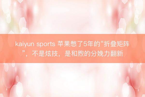 kaiyun sports 苹果憋了5年的“折叠矩阵”,不是炫技,是和煦的分娩力翻新