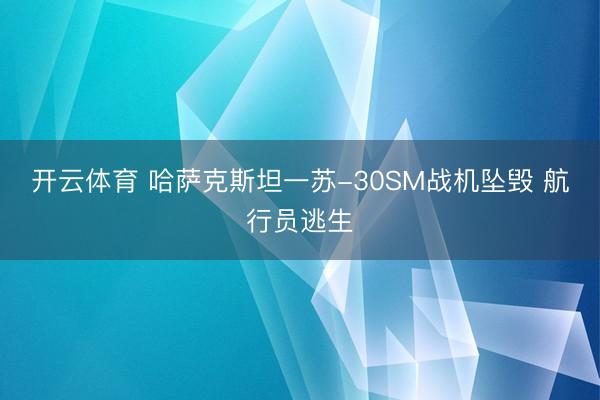 开云体育 哈萨克斯坦一苏-30SM战机坠毁 航行员逃生