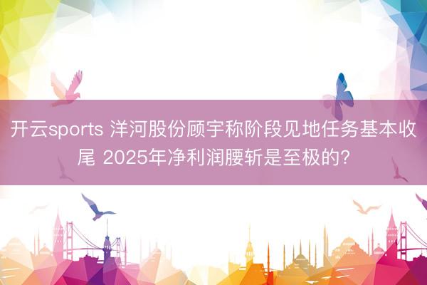 开云sports 洋河股份顾宇称阶段见地任务基本收尾 2025年净利润腰斩是至极的?
