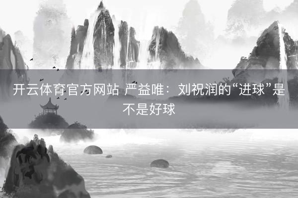 开云体育官方网站 严益唯：刘祝润的“进球”是不是好球