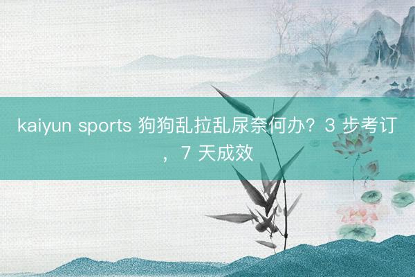 kaiyun sports 狗狗乱拉乱尿奈何办？3 步考订，7 天成效