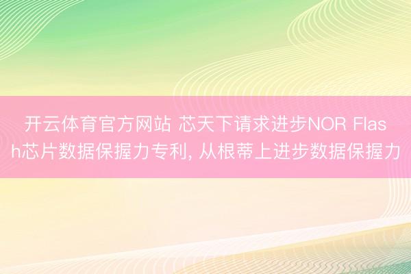 开云体育官方网站 芯天下请求进步NOR Flash芯片数据保握力专利， 从根蒂上进步数据保握力