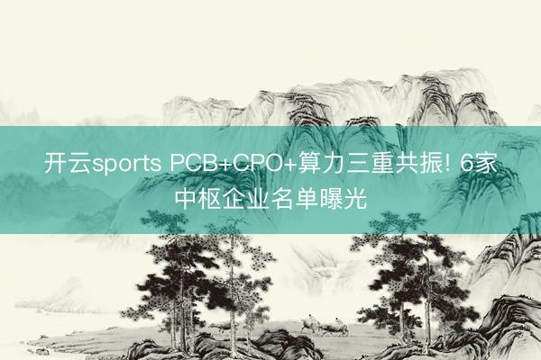 开云sports PCB+CPO+算力三重共振! 6家中枢企业名单曝光