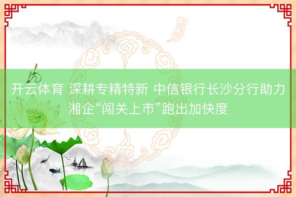 开云体育 深耕专精特新 中信银行长沙分行助力湘企“闯关上市”跑出加快度