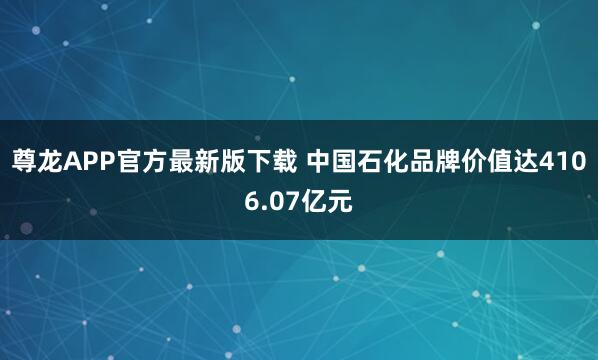 尊龙APP官方最新版下载 中国石化品牌价值达4106.07亿元