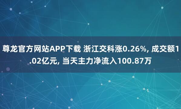 尊龙官方网站APP下载 浙江交科涨0.26%， 成交额1.02亿元， 当天主力净流入100.87万