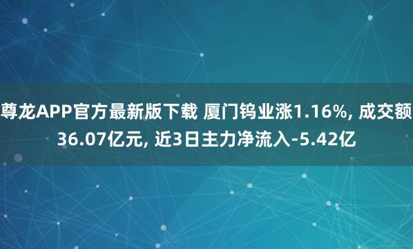 尊龙APP官方最新版下载 厦门钨业涨1.16%， 成交额36.07亿元， 近3日主力净流入-5.42亿