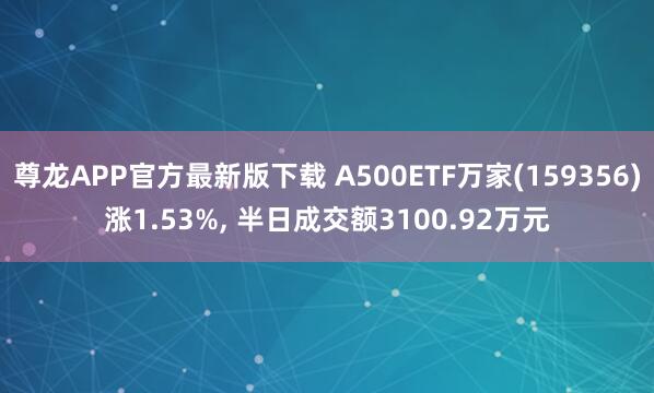 尊龙APP官方最新版下载 A500ETF万家(159356)涨1.53%， 半日成交额3100.92万元