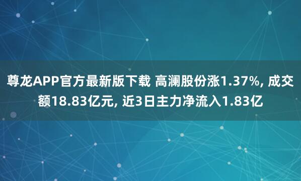 尊龙APP官方最新版下载 高澜股份涨1.37%， 成交额18.83亿元， 近3日主力净流入1.83亿