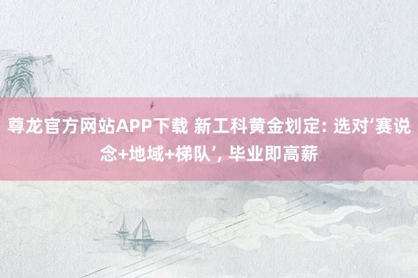 尊龙官方网站APP下载 新工科黄金划定: 选对‘赛说念+地域+梯队’， 毕业即高薪