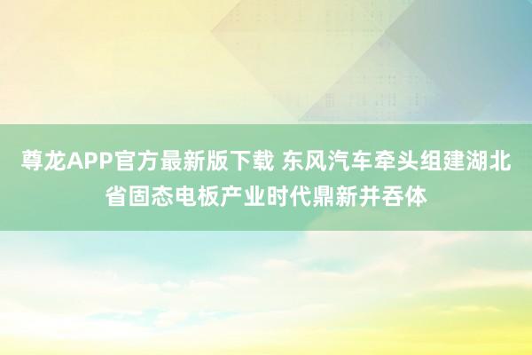 尊龙APP官方最新版下载 东风汽车牵头组建湖北省固态电板产业时代鼎新并吞体