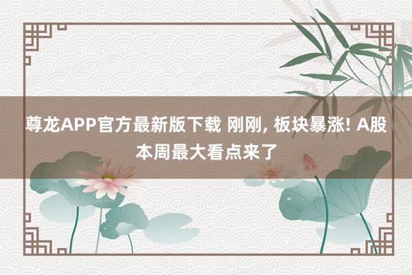 尊龙APP官方最新版下载 刚刚， 板块暴涨! A股本周最大看点来了