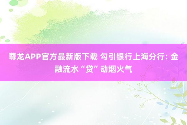 尊龙APP官方最新版下载 勾引银行上海分行: 金融流水“贷”动烟火气