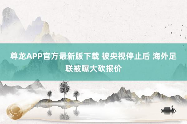 尊龙APP官方最新版下载 被央视停止后 海外足联被曝大砍报价