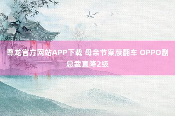 尊龙官方网站APP下载 母亲节案牍翻车 OPPO副总裁直降2级