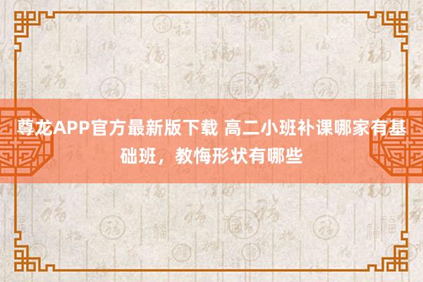 尊龙APP官方最新版下载 高二小班补课哪家有基础班,教悔形状有哪些
