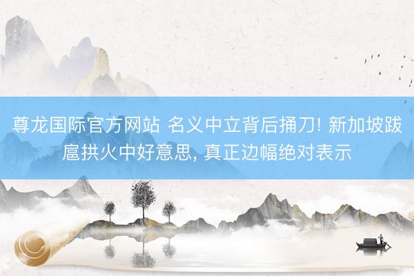 尊龙国际官方网站 名义中立背后捅刀! 新加坡跋扈拱火中好意思， 真正边幅绝对表示
