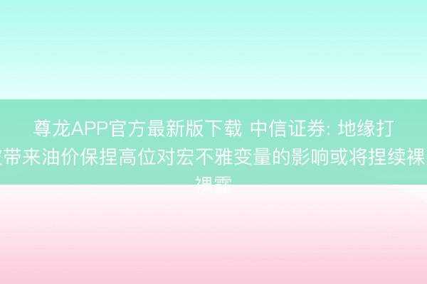 尊龙APP官方最新版下载 中信证券: 地缘打破带来油价保捏高位对宏不雅变量的影响或将捏续裸露