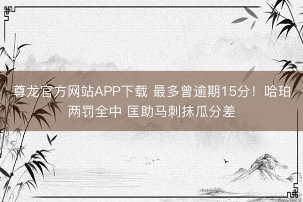 尊龙官方网站APP下载 最多曾逾期15分！哈珀两罚全中 匡助马刺抹瓜分差