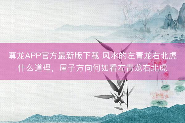 尊龙APP官方最新版下载 风水的左青龙右北虎什么道理,屋子方向何如看左青龙右北虎