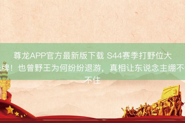 尊龙APP官方最新版下载 S44赛季打野位大洗牌！也曾野王为何纷纷退游，真相让东说念主绷不住