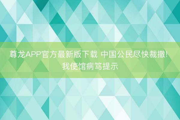 尊龙APP官方最新版下载 中国公民尽快裁撤! 我使馆病笃提示