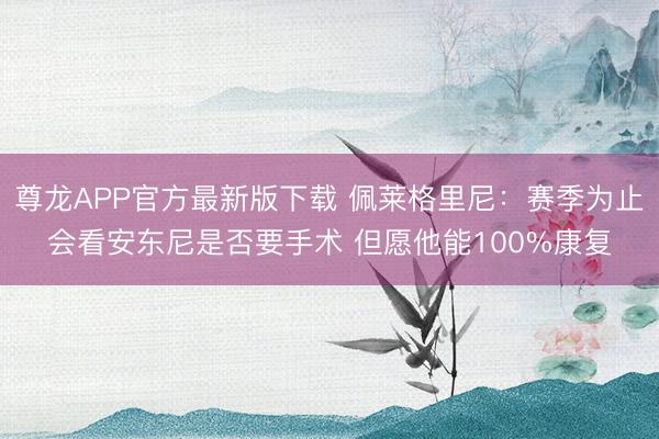 尊龙APP官方最新版下载 佩莱格里尼：赛季为止会看安东尼是否要手术 但愿他能100%康复