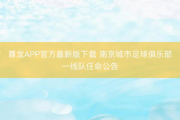 尊龙APP官方最新版下载 南京城市足球俱乐部一线队任命公告