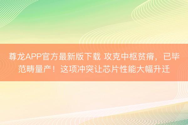 尊龙APP官方最新版下载 攻克中枢贫瘠，已毕范畴量产！这项冲突让芯片性能大幅升迁