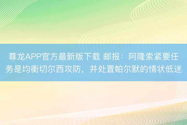 尊龙APP官方最新版下载 邮报：阿隆索紧要任务是均衡切尔西攻防，并处置帕尔默的情状低迷