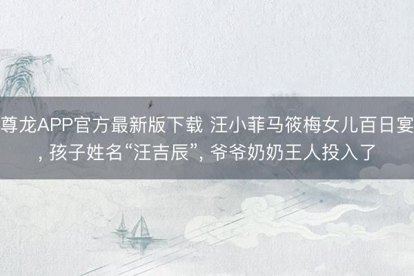 尊龙APP官方最新版下载 汪小菲马筱梅女儿百日宴, 孩子姓名“汪吉辰”, 爷爷奶奶王人投入了