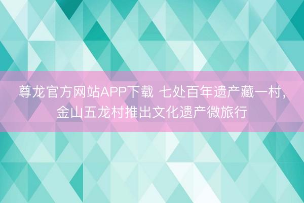 尊龙官方网站APP下载 七处百年遗产藏一村,金山五龙村推出文化遗产微旅行