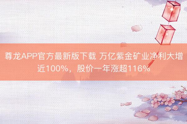 尊龙APP官方最新版下载 万亿紫金矿业净利大增近100%，股价一年涨超116%