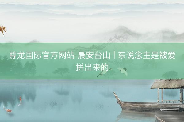 尊龙国际官方网站 晨安台山 | 东说念主是被爱拼出来的