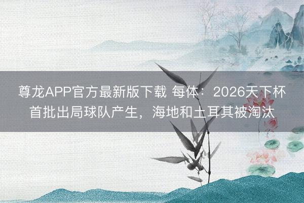 尊龙APP官方最新版下载 每体：2026天下杯首批出局球队产生，海地和土耳其被淘汰