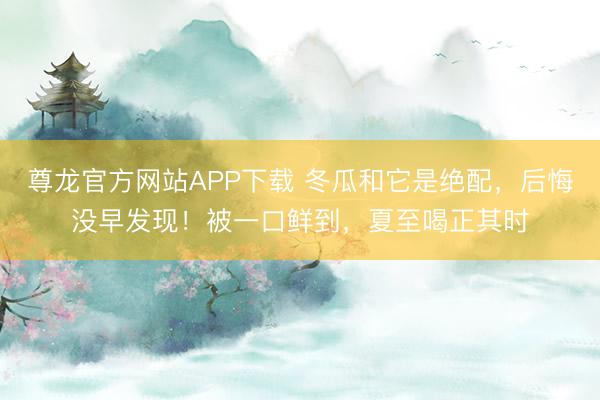 尊龙官方网站APP下载 冬瓜和它是绝配，后悔没早发现！被一口鲜到，夏至喝正其时